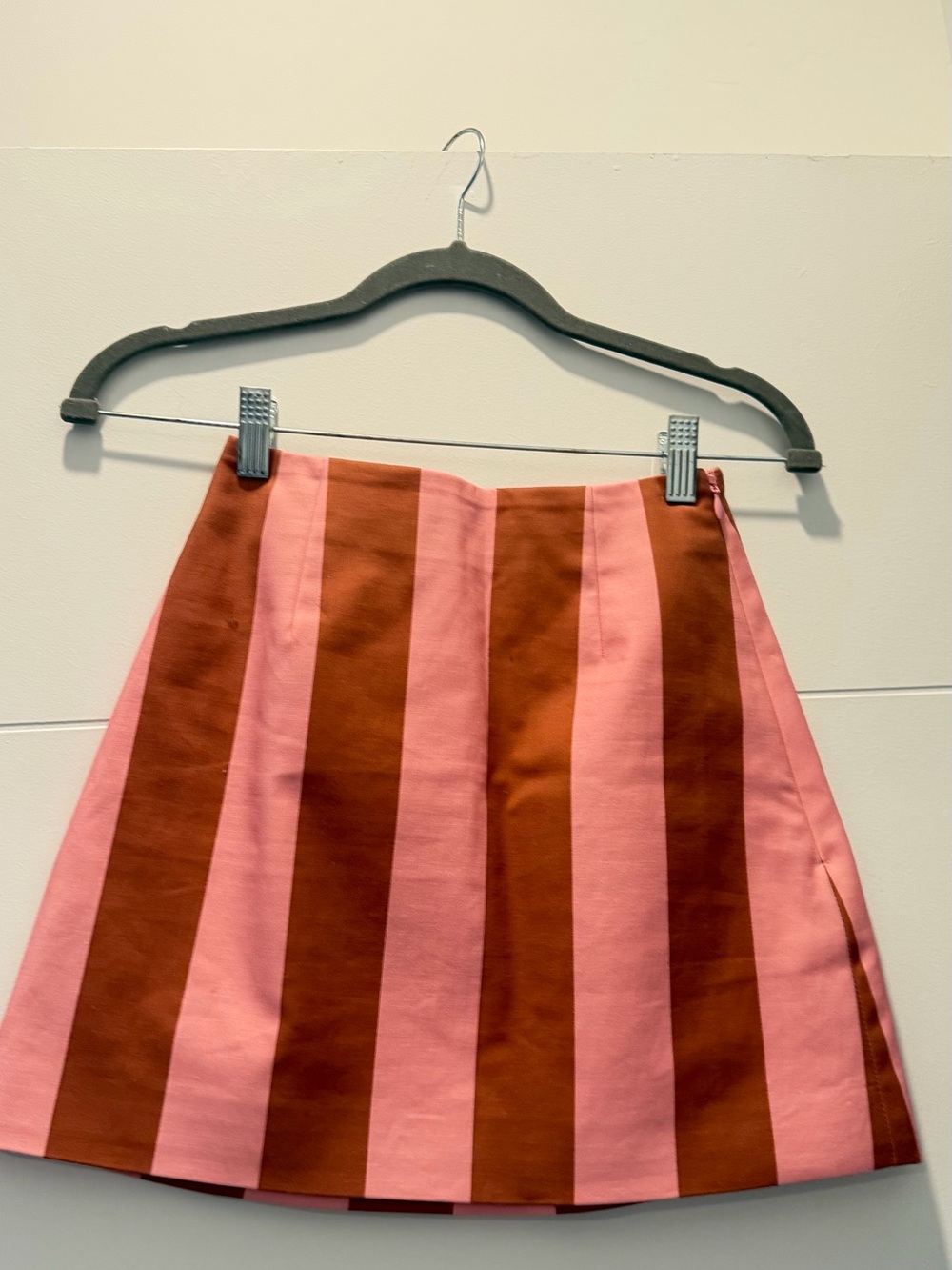 Hill House Striped Pink & Brown Mini Skirt